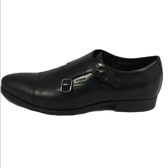 New Geox Uomo Albert Men’s Leather Shoes Monk Strap Oxford Black 45 12 Wide - Picture 12 of 13